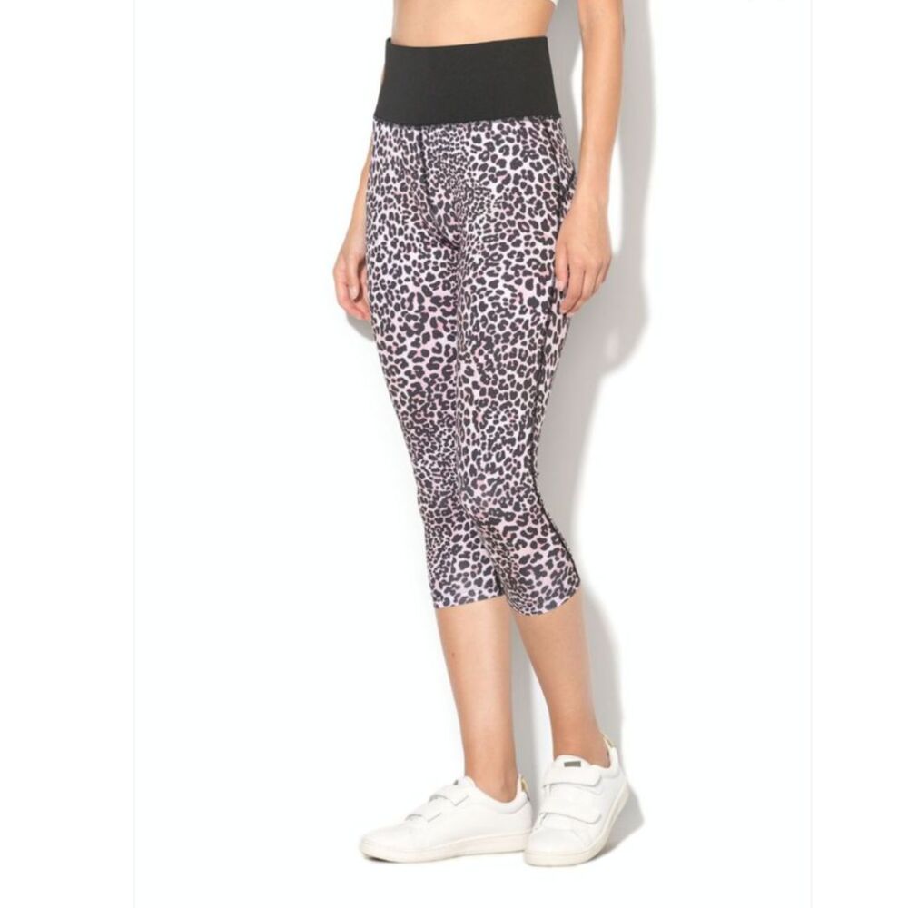 Y2K Retro Guess Sexy Fitness Crop Yoga Pants Leopard Pink Tight Baddie Capri